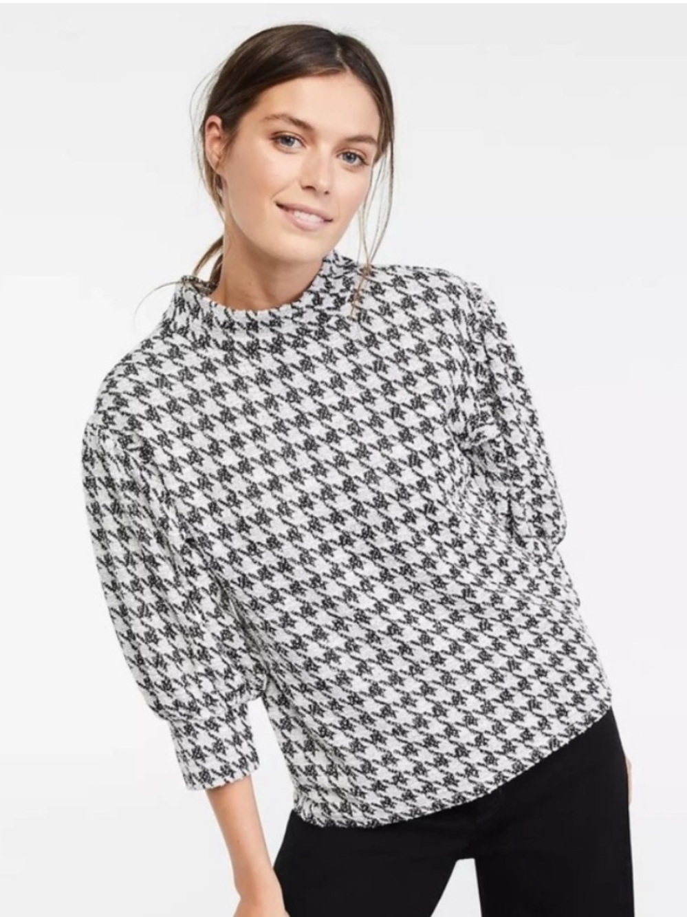 Ann Taylor Shimmer Houndstooth Top